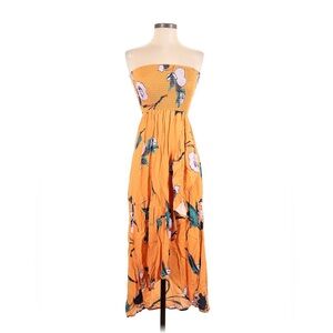 Maaji Strapless Dress in Vibrant Orange Floral